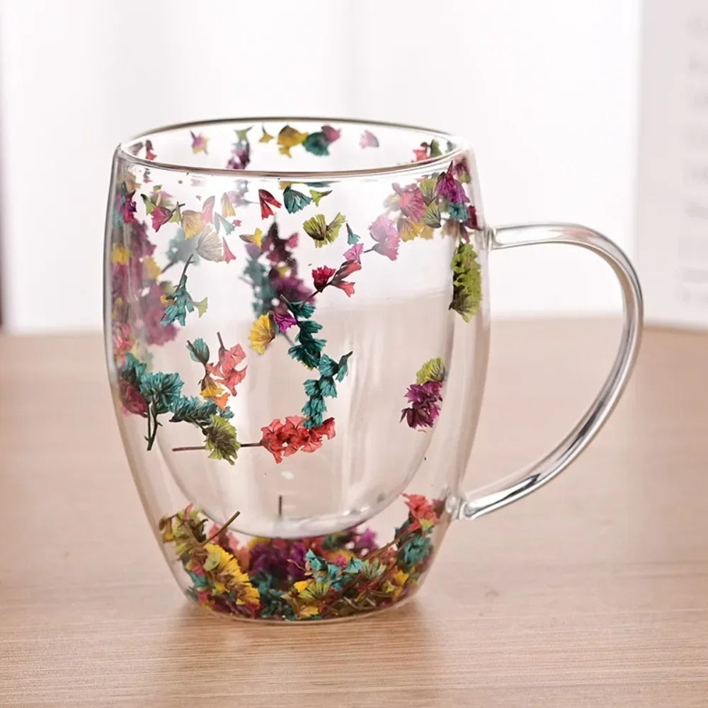 Flower Glass Coffee Mug