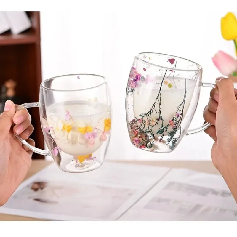 Flower Glass Coffee Mug