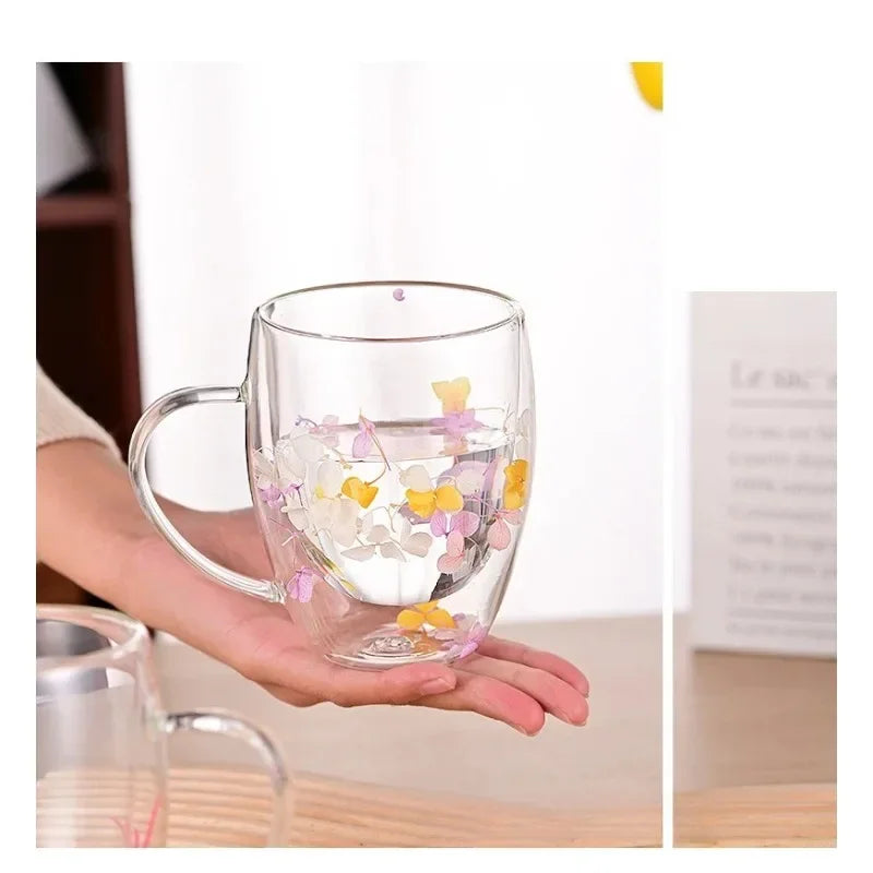 Flower Glass Coffee Mug