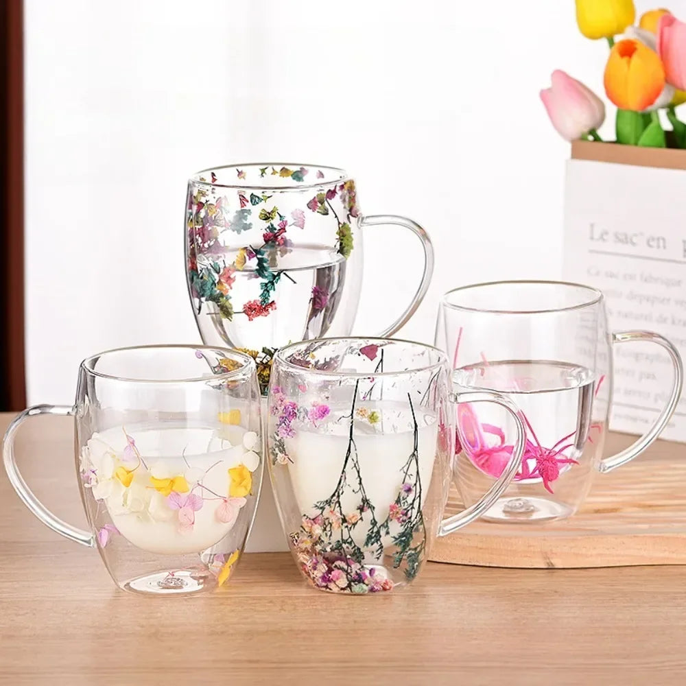 Flower Glass Coffee Mug