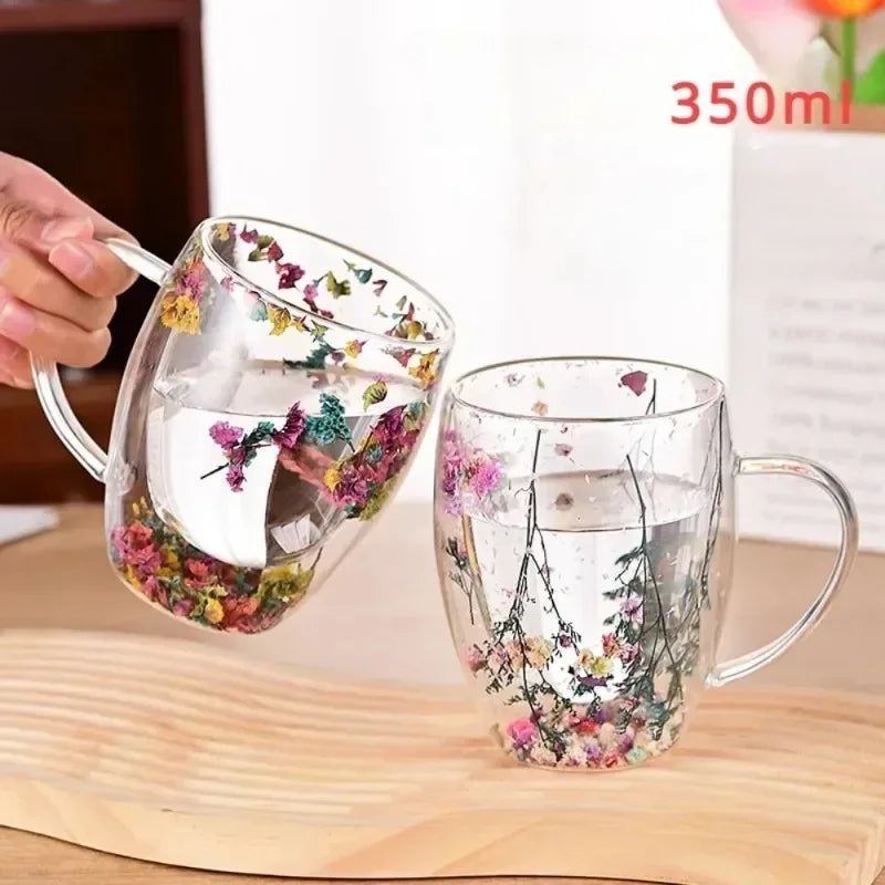 Flower Glass Coffee Mug